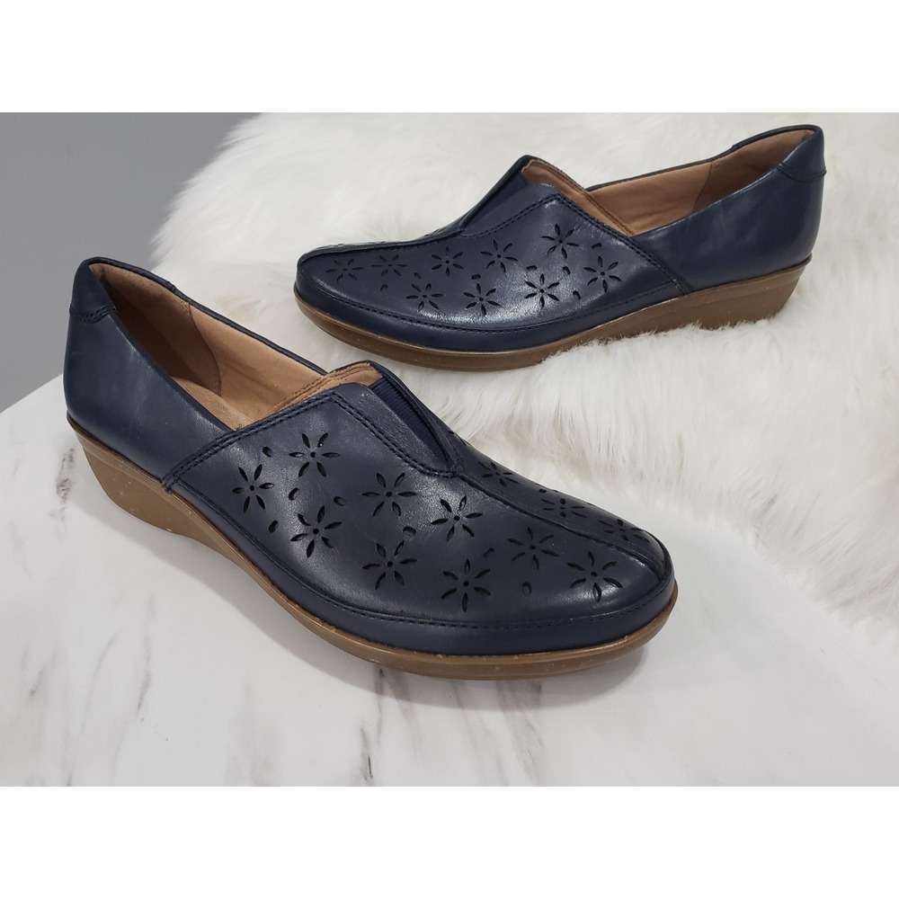 NEW‎ NO BOX 7 NARROW Clarks Shoes Everlay Dairyn Slip On Loafers NAVY BLUE